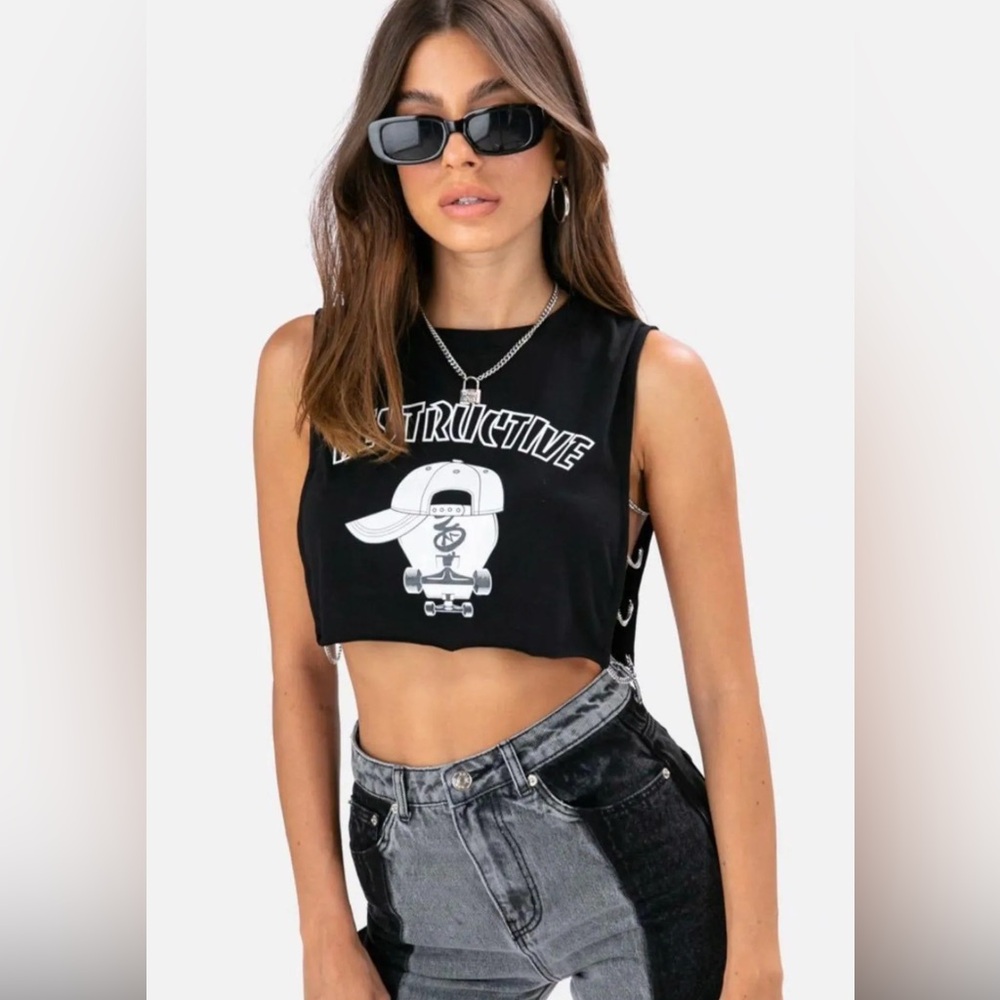Adika Destructive Chain Detail Crop Top size small